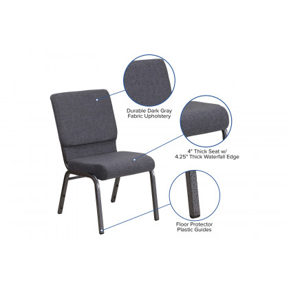 BLNK HERCULES Series Fabric Stacking Church Chair with Silver Vein Frame - Dark Gray