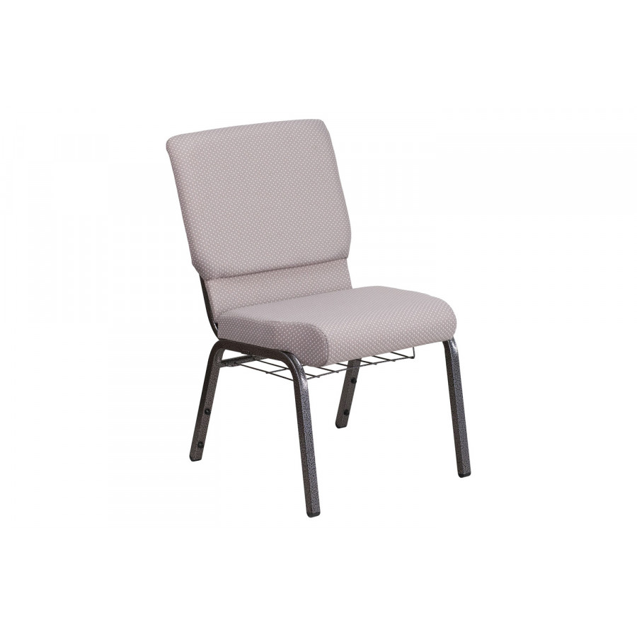 BLNK HERCULES Series Fabric Church Chair with Book Rack and Silver Vein Frame - Gray Dot