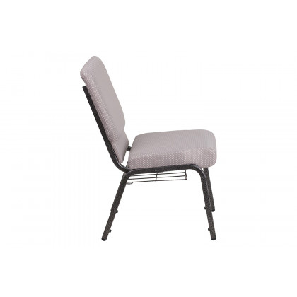 BLNK HERCULES Series Fabric Church Chair with Book Rack and Silver Vein Frame - Gray Dot