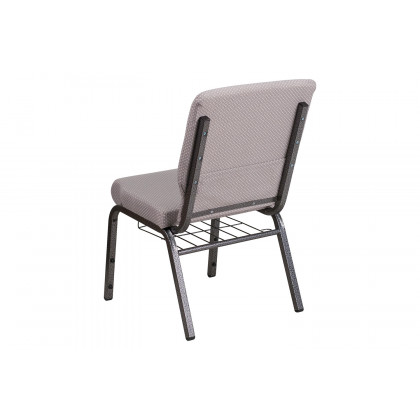 BLNK HERCULES Series Fabric Church Chair with Book Rack and Silver Vein Frame - Gray Dot