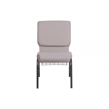 BLNK HERCULES Series Fabric Church Chair with Book Rack and Silver Vein Frame - Gray Dot