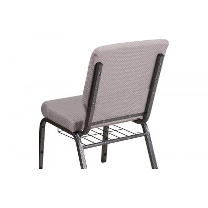 BLNK HERCULES Series Fabric Church Chair with Book Rack and Silver Vein Frame - Gray Dot