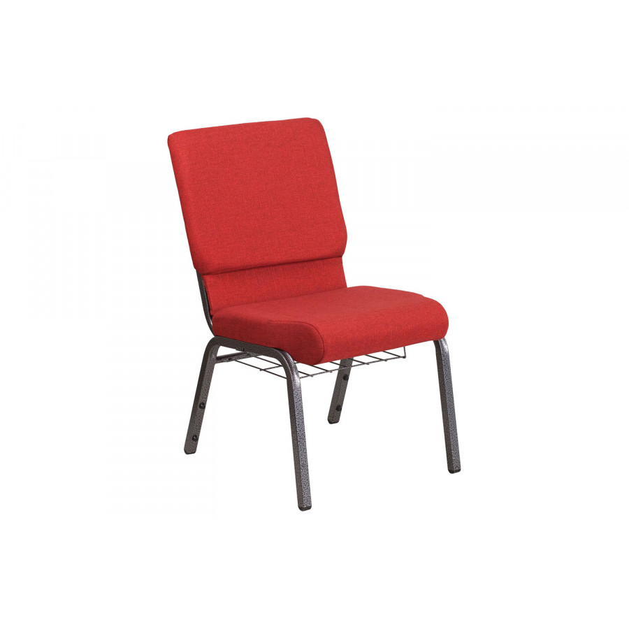 BLNK - HERCULES Series Fabric Church Chair with Cup Book Rack and Silver Vein Frame