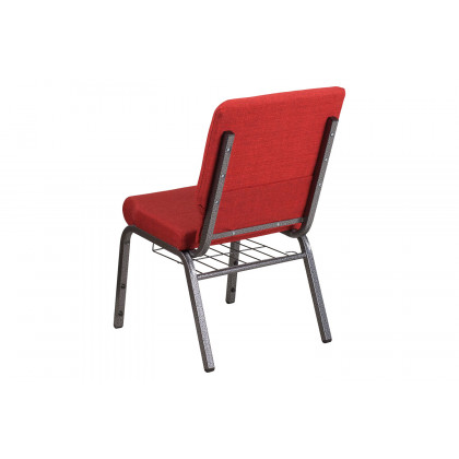 BLNK HERCULES Series Fabric Church Chair with Cup Book Rack and Silver Vein Frame - Red
