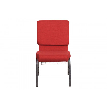 BLNK HERCULES Series Fabric Church Chair with Cup Book Rack and Silver Vein Frame - Red