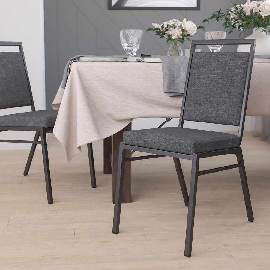 BLNK - HERCULES Series Fabric Square Back Stacking Banquet Chair with Silver Vein Frame