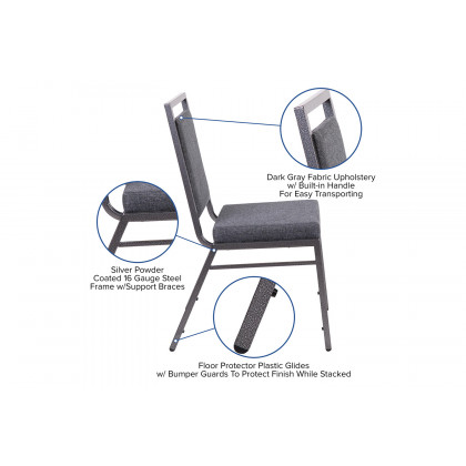 BLNK - HERCULES Series Fabric Square Back Stacking Banquet Chair with Silver Vein Frame