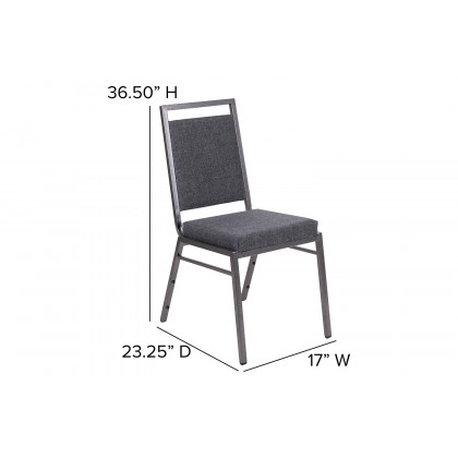 BLNK - HERCULES Series Fabric Square Back Stacking Banquet Chair with Silver Vein Frame