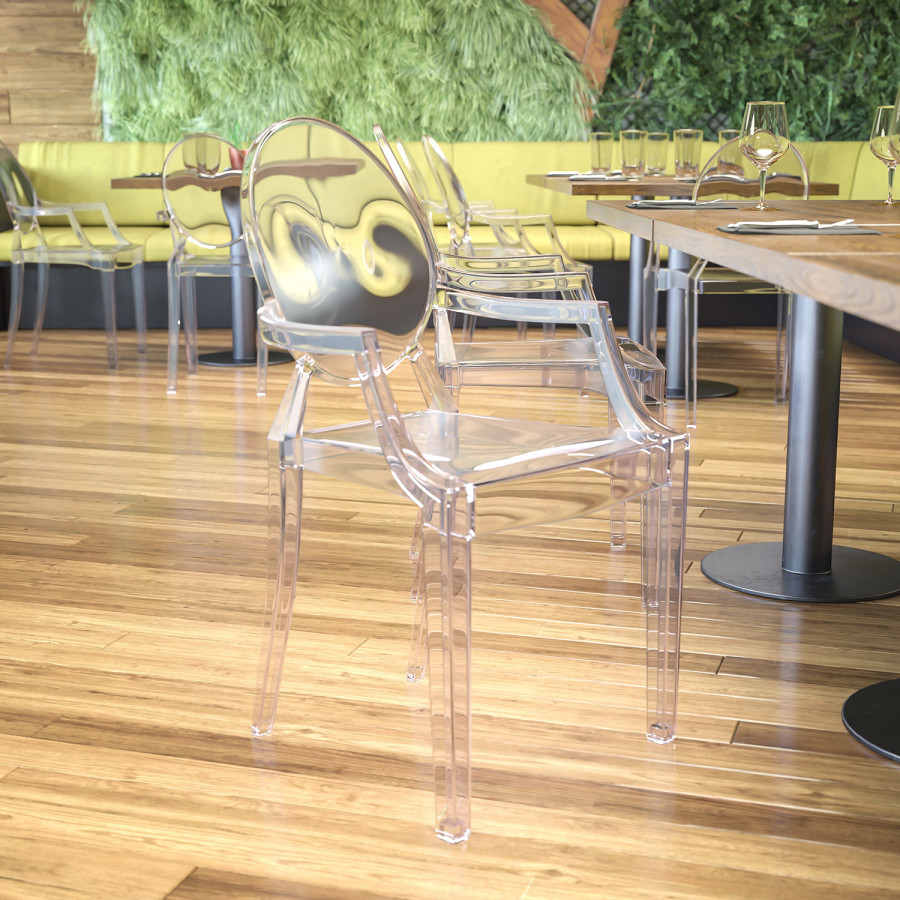 BLNK - Shirley Ghost Chair with Arms in Transparent Crystal