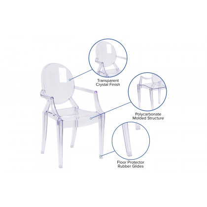 BLNK - Shirley Ghost Chair with Arms in Transparent Crystal