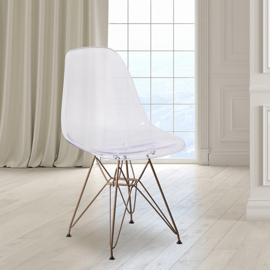 BLNK - Elon Series Ghost Chair with Gold Metal Base