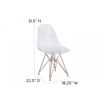 BLNK - Elon Series Ghost Chair with Gold Metal Base