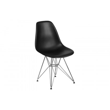 BLNK Elon Series Plastic Chair with Chrome Base - Black