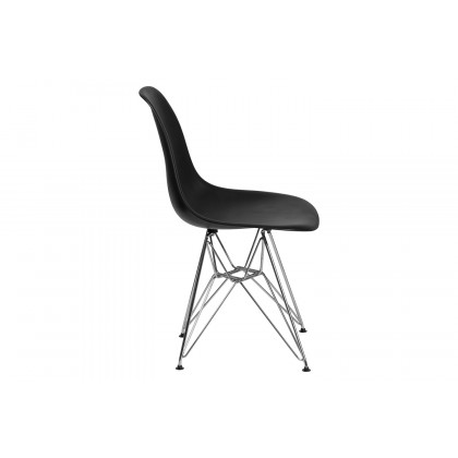 BLNK Elon Series Plastic Chair with Chrome Base - Black