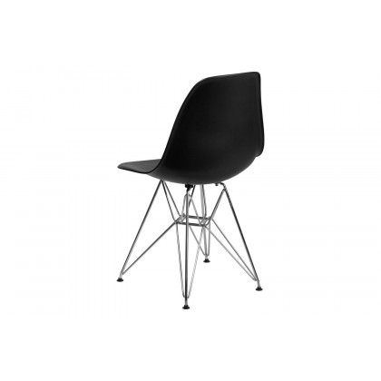BLNK Elon Series Plastic Chair with Chrome Base - Black