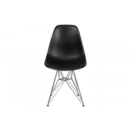 BLNK Elon Series Plastic Chair with Chrome Base - Black