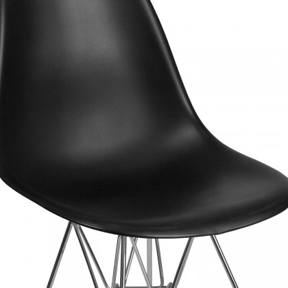 BLNK Elon Series Plastic Chair with Chrome Base - Black