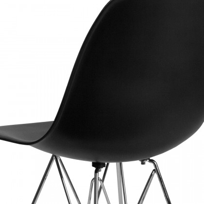 BLNK Elon Series Plastic Chair with Chrome Base - Black
