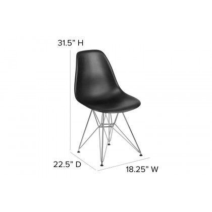 BLNK Elon Series Plastic Chair with Chrome Base - Black