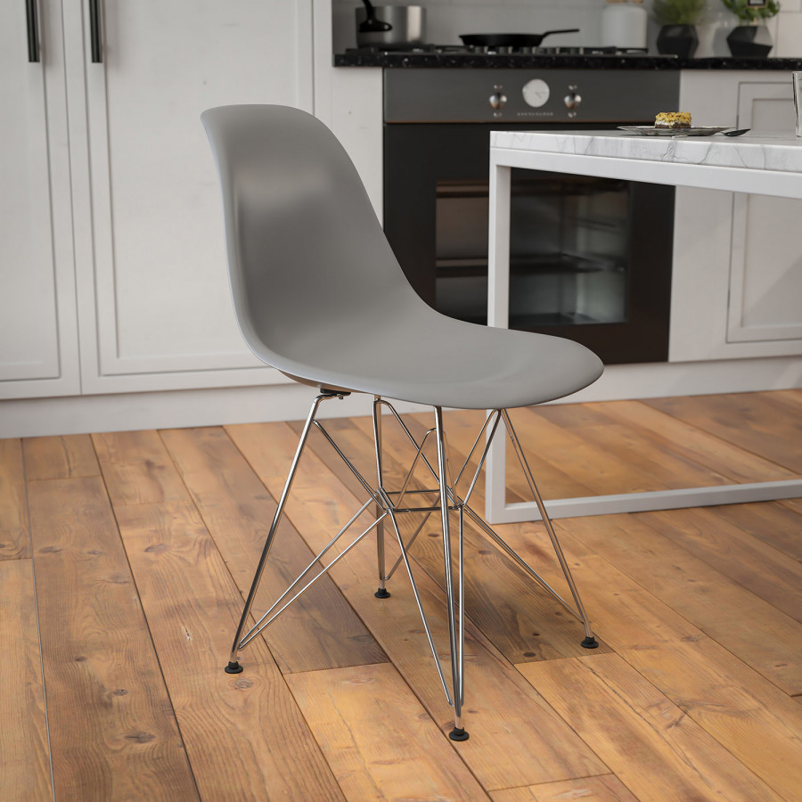 BLNK Elon Series Plastic Chair with Chrome Base - Moss Gray