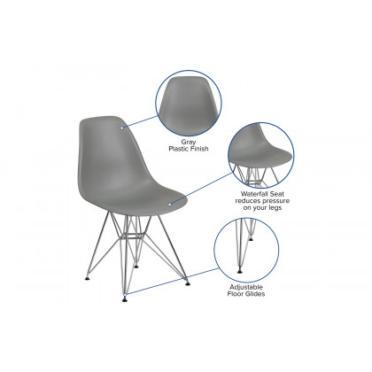 BLNK Elon Series Plastic Chair with Chrome Base - Moss Gray