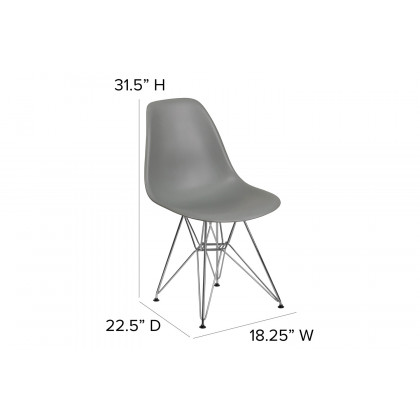 BLNK Elon Series Plastic Chair with Chrome Base - Moss Gray