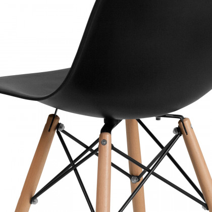 BLNK Elon Series Plastic Chair with Wooden Legs - Black
