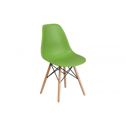 BLNK Elon Series Plastic Chair with Wooden Legs - Green