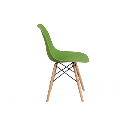 BLNK Elon Series Plastic Chair with Wooden Legs - Green