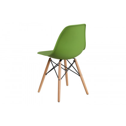 BLNK Elon Series Plastic Chair with Wooden Legs - Green