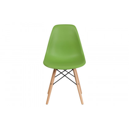 BLNK Elon Series Plastic Chair with Wooden Legs - Green