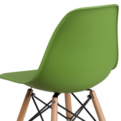 BLNK Elon Series Plastic Chair with Wooden Legs - Green