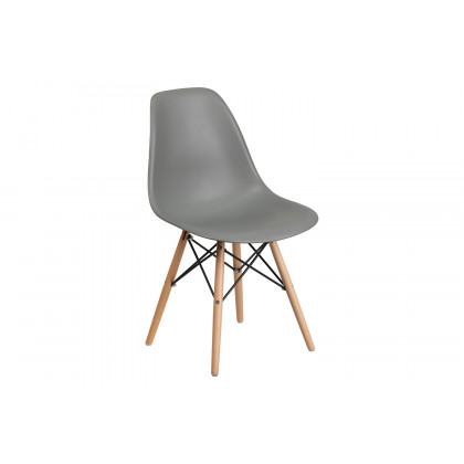 BLNK Elon Series Plastic Chair with Wooden Legs - Moss Gray