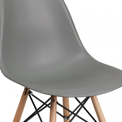 BLNK Elon Series Plastic Chair with Wooden Legs - Moss Gray