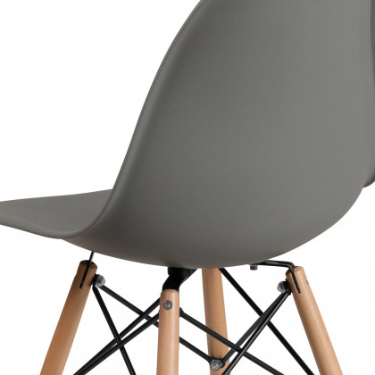 BLNK Elon Series Plastic Chair with Wooden Legs - Moss Gray