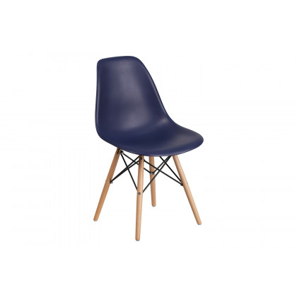 BLNK Elon Series Plastic Chair with Wooden Legs - Navy