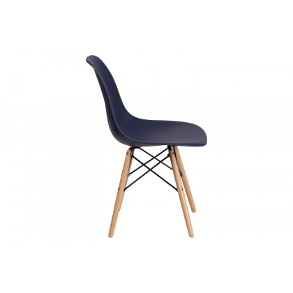 BLNK Elon Series Plastic Chair with Wooden Legs - Navy