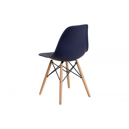BLNK Elon Series Plastic Chair with Wooden Legs - Navy