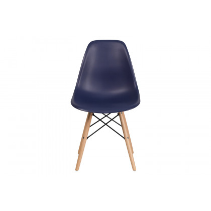 BLNK Elon Series Plastic Chair with Wooden Legs - Navy