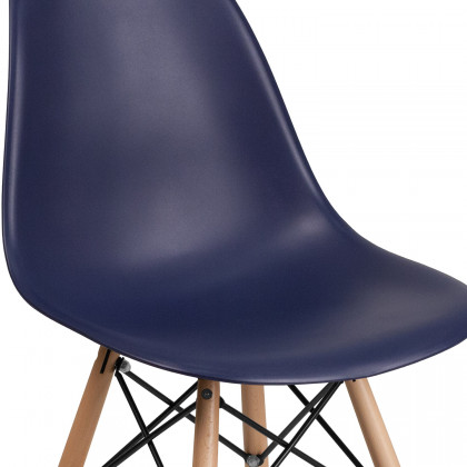 BLNK Elon Series Plastic Chair with Wooden Legs - Navy