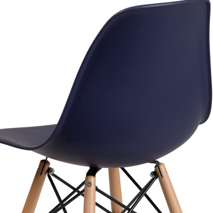 BLNK Elon Series Plastic Chair with Wooden Legs - Navy