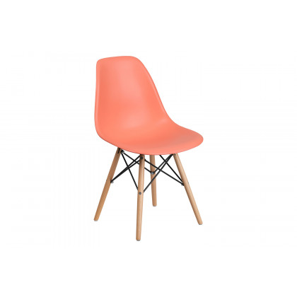 BLNK Elon Series Plastic Chair with Wooden Legs - Peach