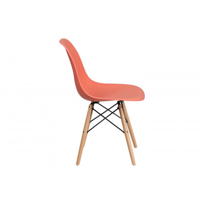 BLNK Elon Series Plastic Chair with Wooden Legs - Peach