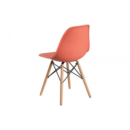 BLNK Elon Series Plastic Chair with Wooden Legs - Peach