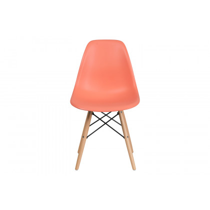 BLNK Elon Series Plastic Chair with Wooden Legs - Peach