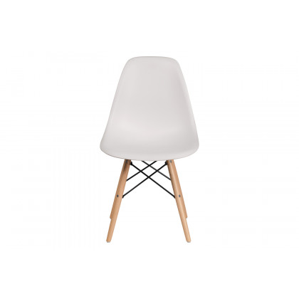BLNK Elon Series Plastic Chair with Wooden Legs - White