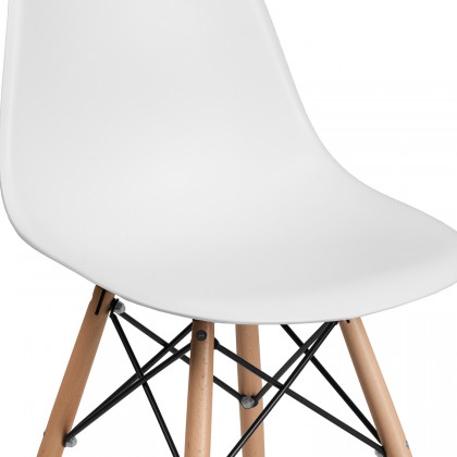 BLNK Elon Series Plastic Chair with Wooden Legs - White