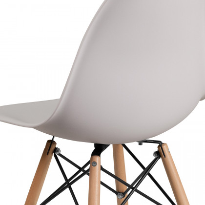 BLNK Elon Series Plastic Chair with Wooden Legs - White