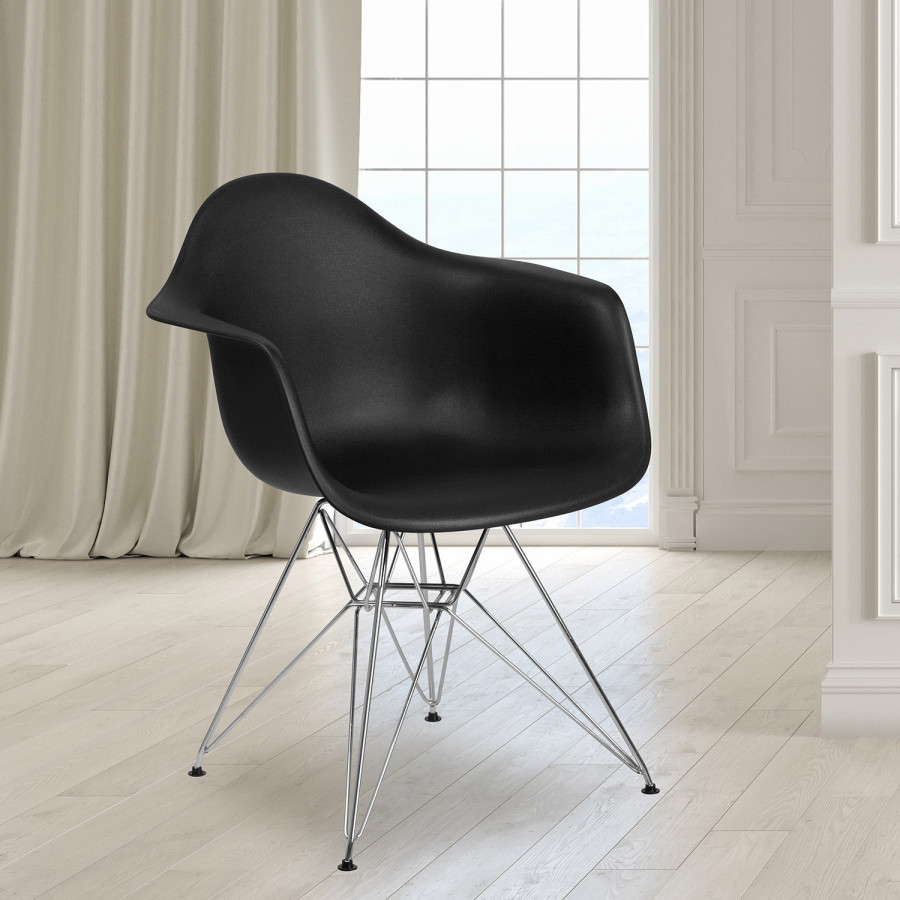 BLNK Alonza Series Plastic Chair with Chrome Base - Black