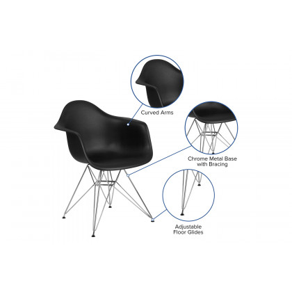 BLNK Alonza Series Plastic Chair with Chrome Base - Black